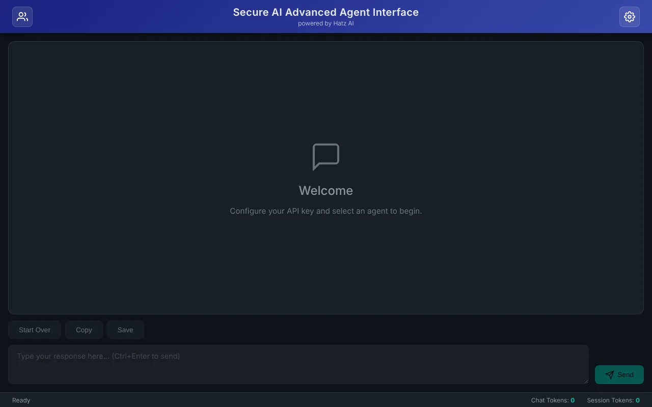 The web edition's start screen before an agent is loaded.