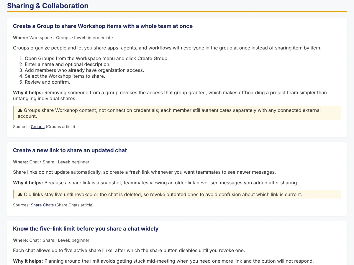 Tips as customers see them: short steps, why it helps, and the source.