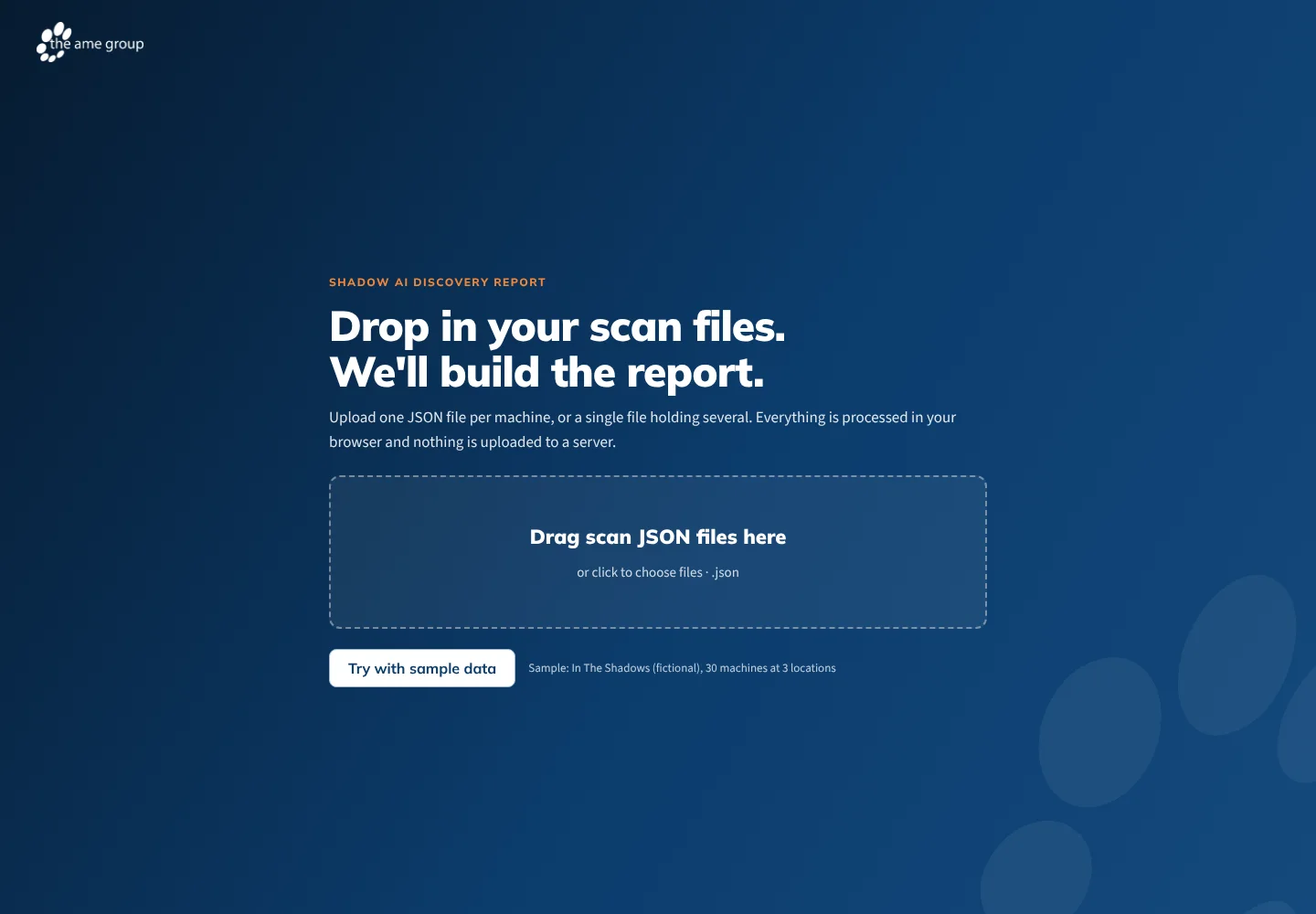 The report builder, where scan files are dropped in.